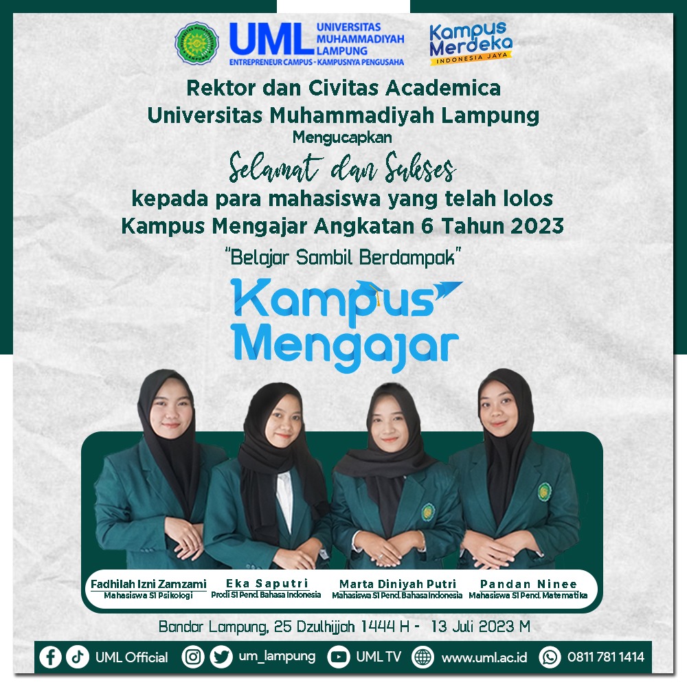 Mahasiswa Prodi Pendidikan Matematika lolos kampus mengajar angkatan 6 tahun 2023